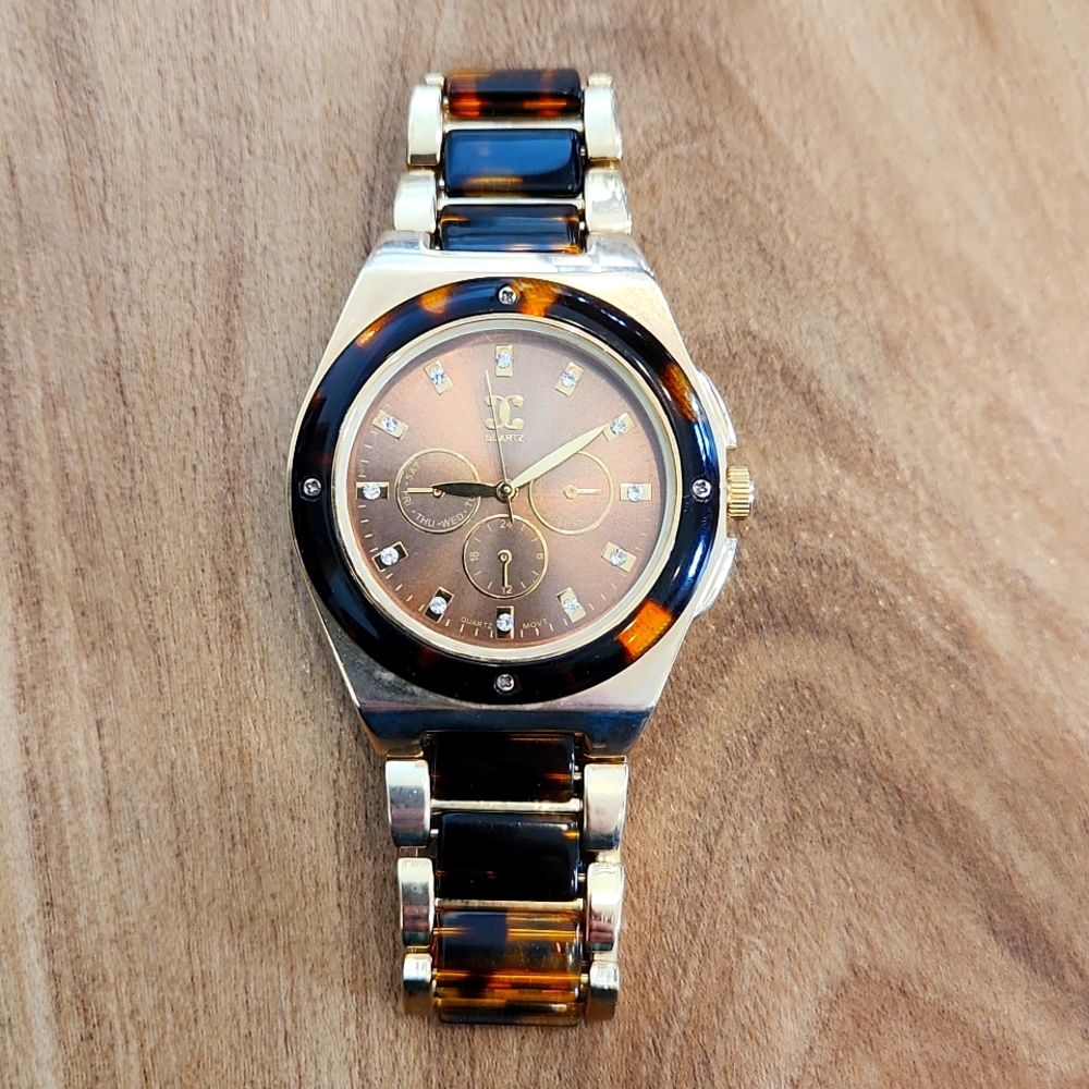 Tortoiseshell Watch, Gold, Bling, Shiny